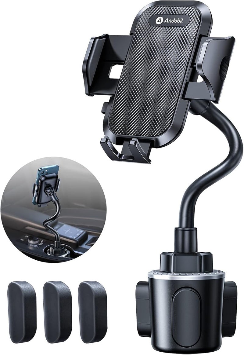 andobil Military-Grade Cup Phone Holder for Car/Truck, [2026 Enhanced] 13" 360Â° Adjustable Gooseneck w/Anti-Shake Car Mount, Universal Car Phone Holder for iPhone/Samsung/Pixel All 4.0-7.0" Devices - Image 5